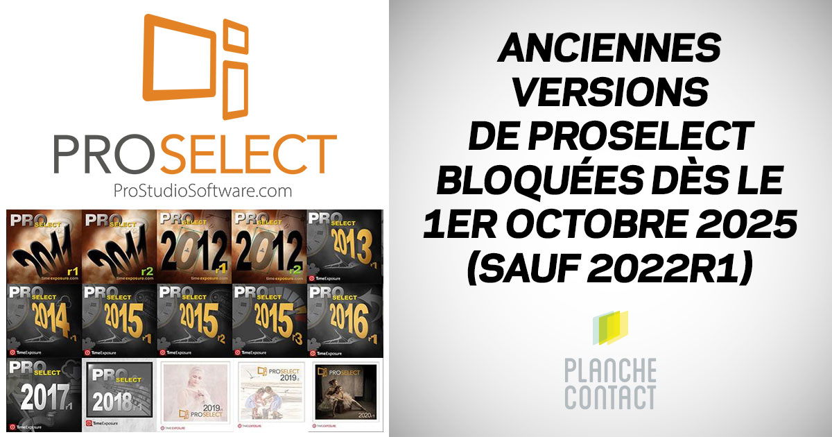 Proselect Stats Anciennes versions de ProSelect bloquées le 1er octobre 2025